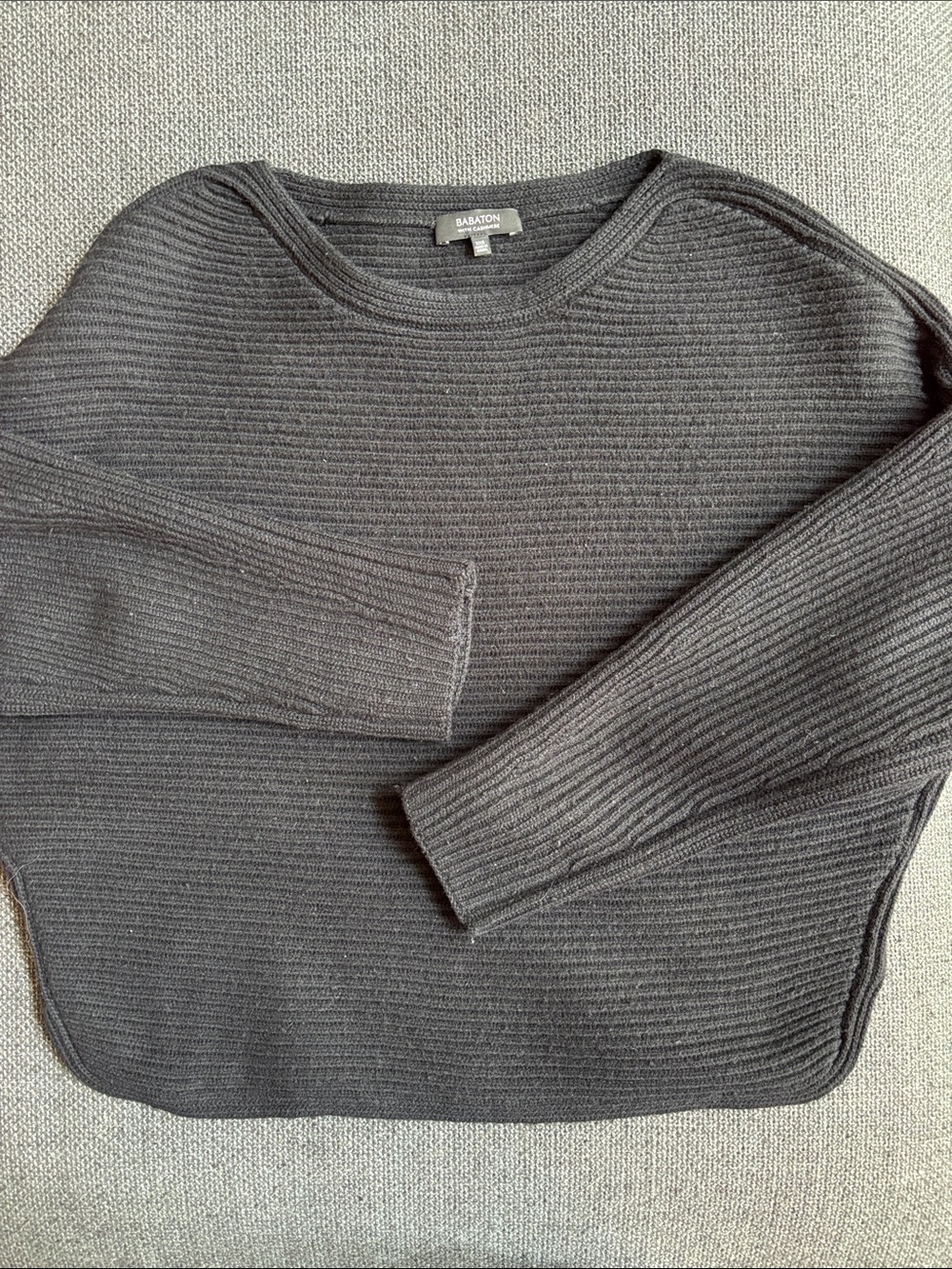 Babaton with Cashmere Black Ribbed Sweater
